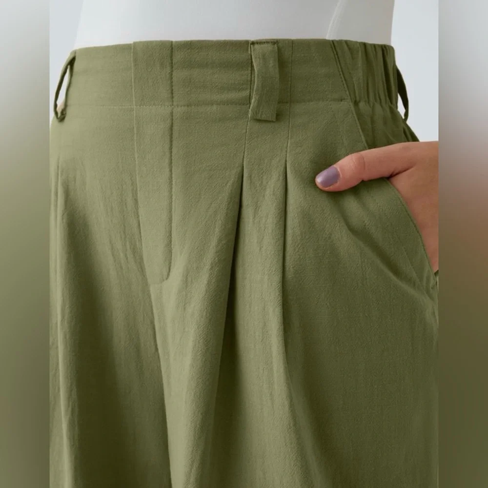 Wide Leg Olive Green Palazzo Pants - Women - Picture 3 of 9